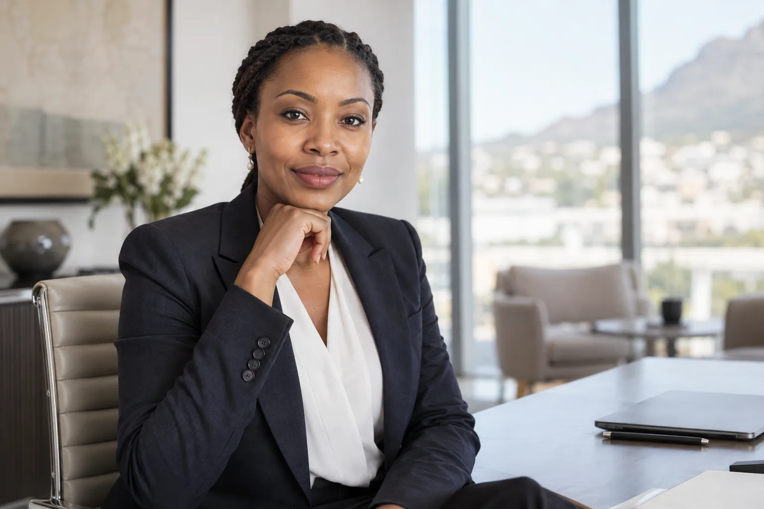 Portrait of a professional legal practitioner in a bright office setting