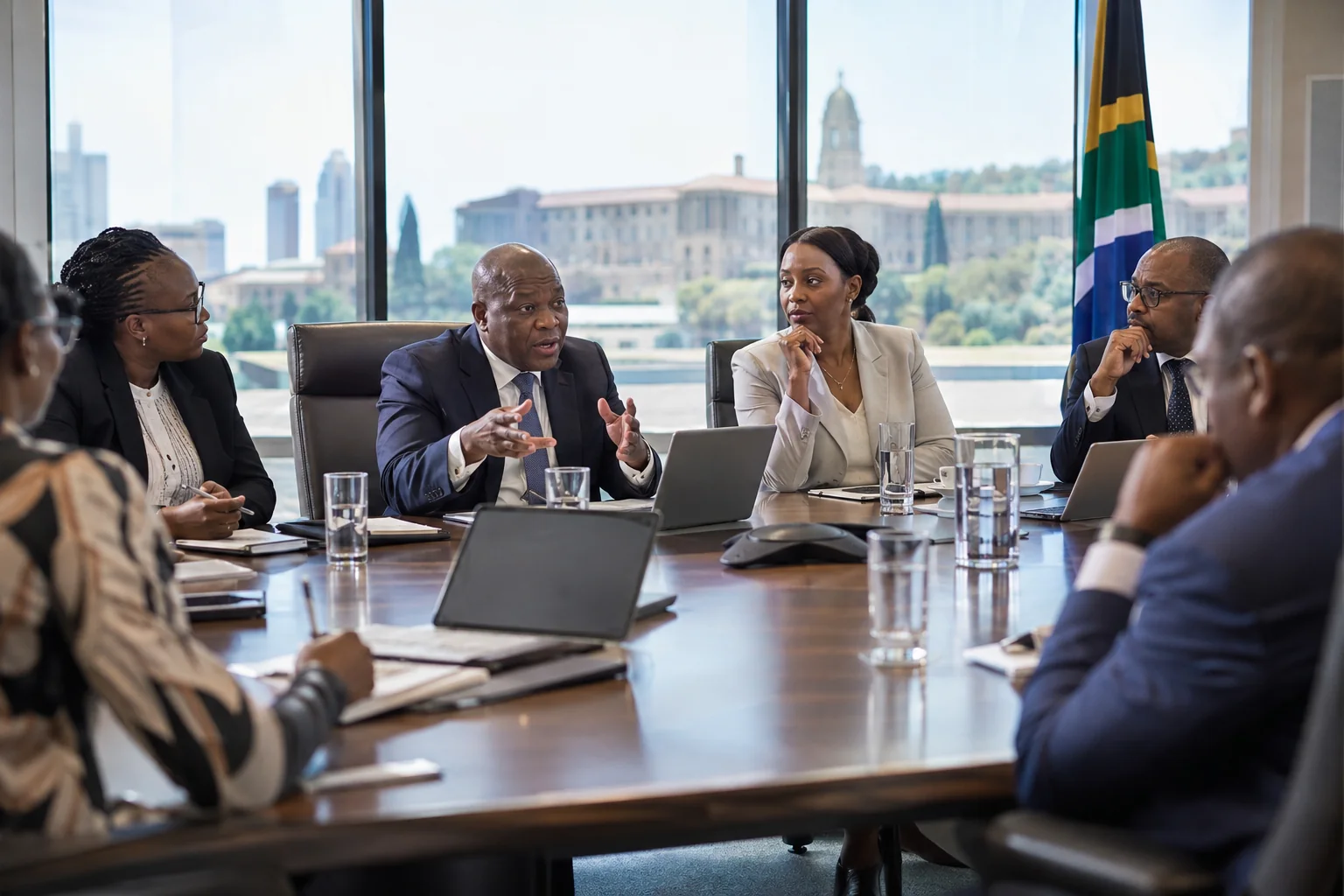 South African professionals in a governance and public-sector meeting